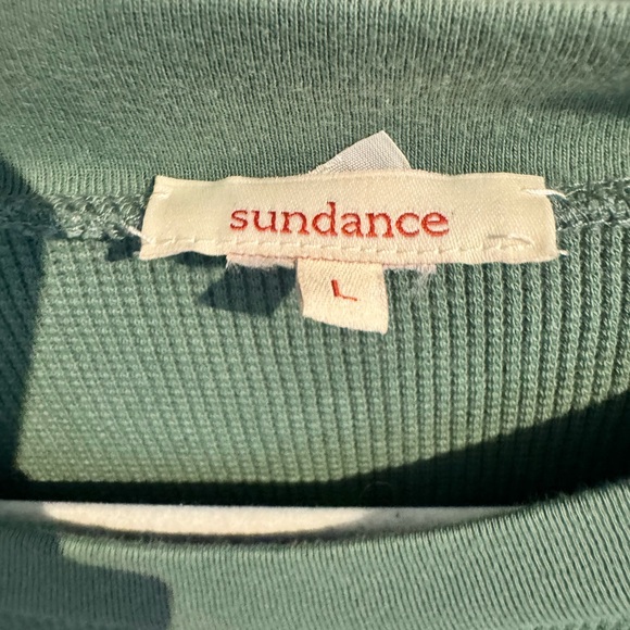 Sundance Crew Thermal Knit Long Sleeve Ribbed Top Green Women L - Picture 2 of 8